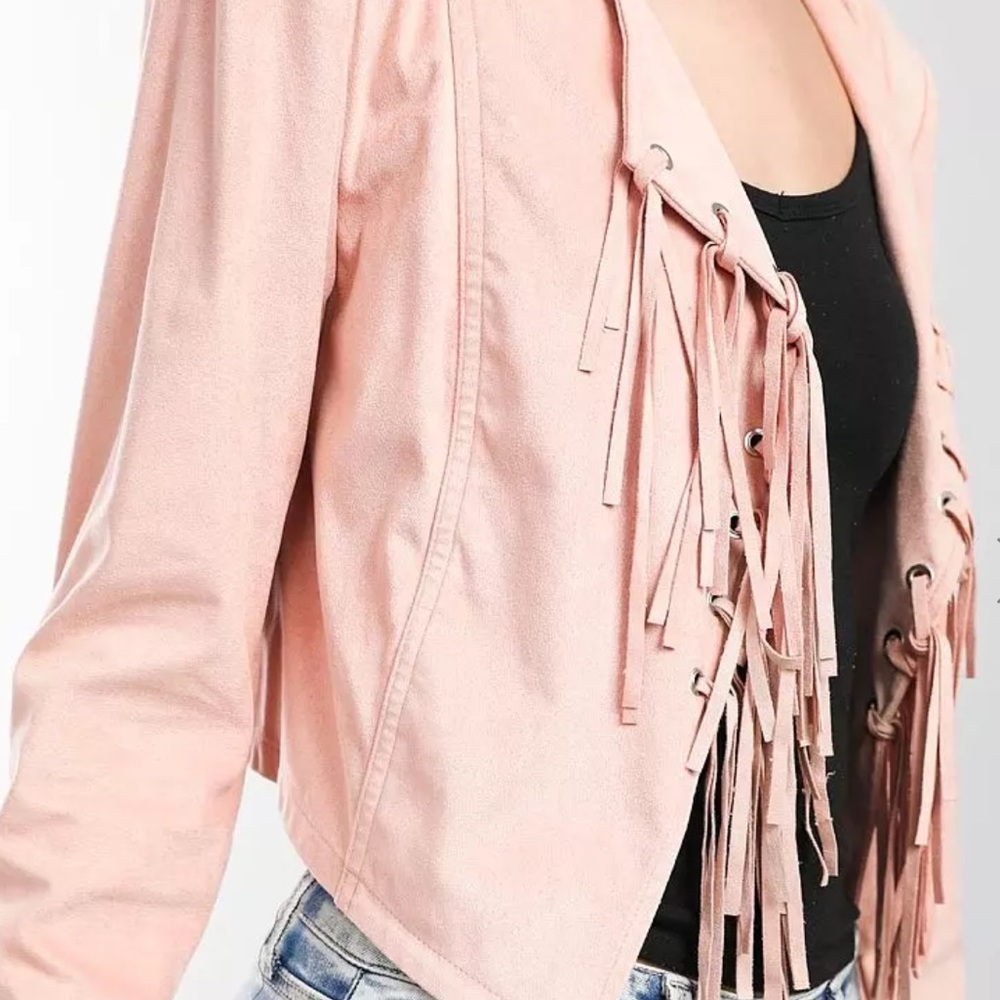 Buckle Willow & Root Fringe Crop Jacket in blush S - Picture 4 of 8